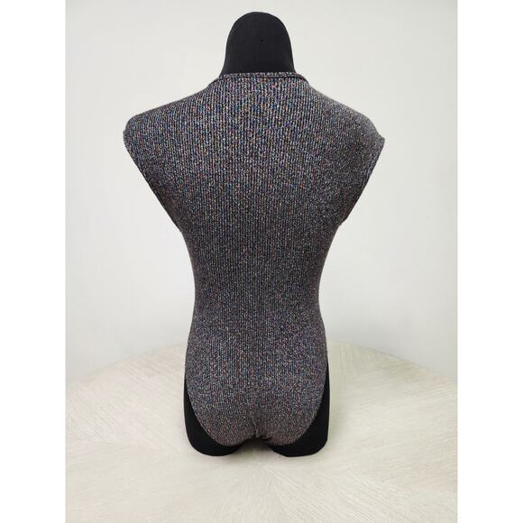 Out From Under UO Black Rainbow Sparkle Glitter V-neck Halter Top Bodysuit S - Picture 5 of 14
